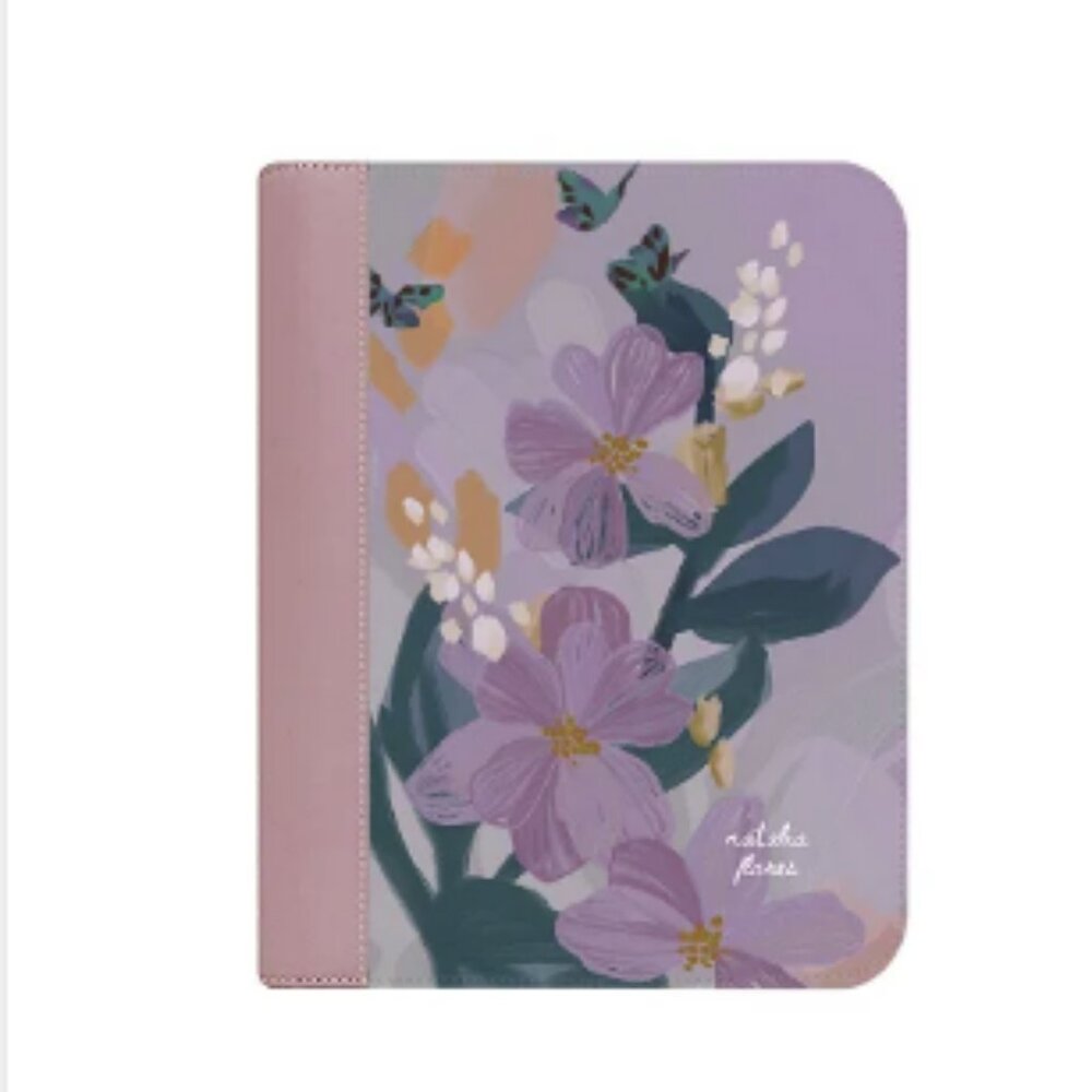 NWOT Erin Condren Bold Blooms Butterflies Premium Zip Folio (dusty rose/heather)